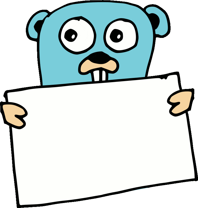 golang gopher holding a sign